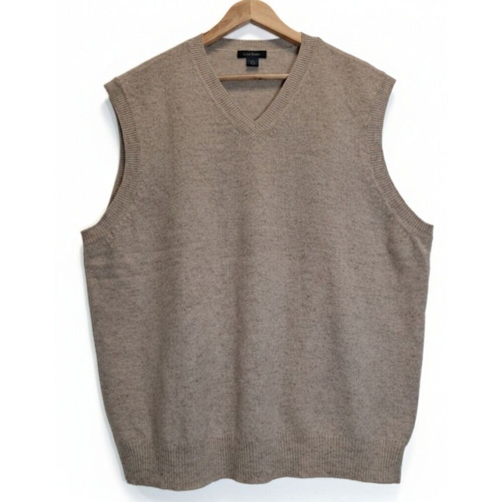 Club Room Mens xl Sweater Vest Lambswool Beige oatmeal classic